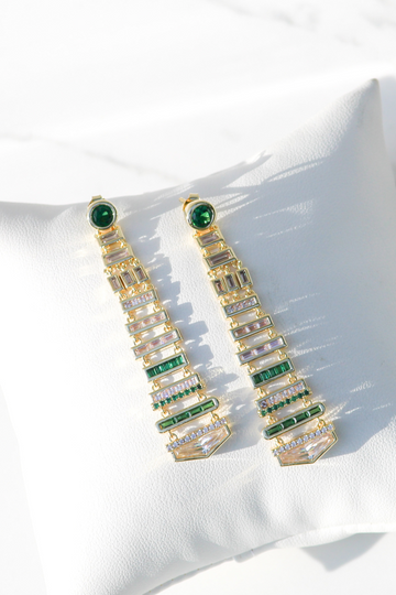 DECO EARRINGS- EMERALD